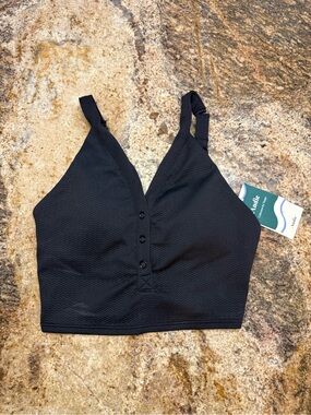 Andie Black Button-Front Bikini Top